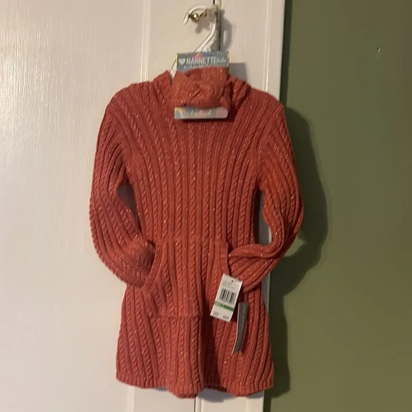 Pink Sweater dress by Nannette size 3T Kangaroo Pocket Matching Headband #4 - Picture 1 of 10